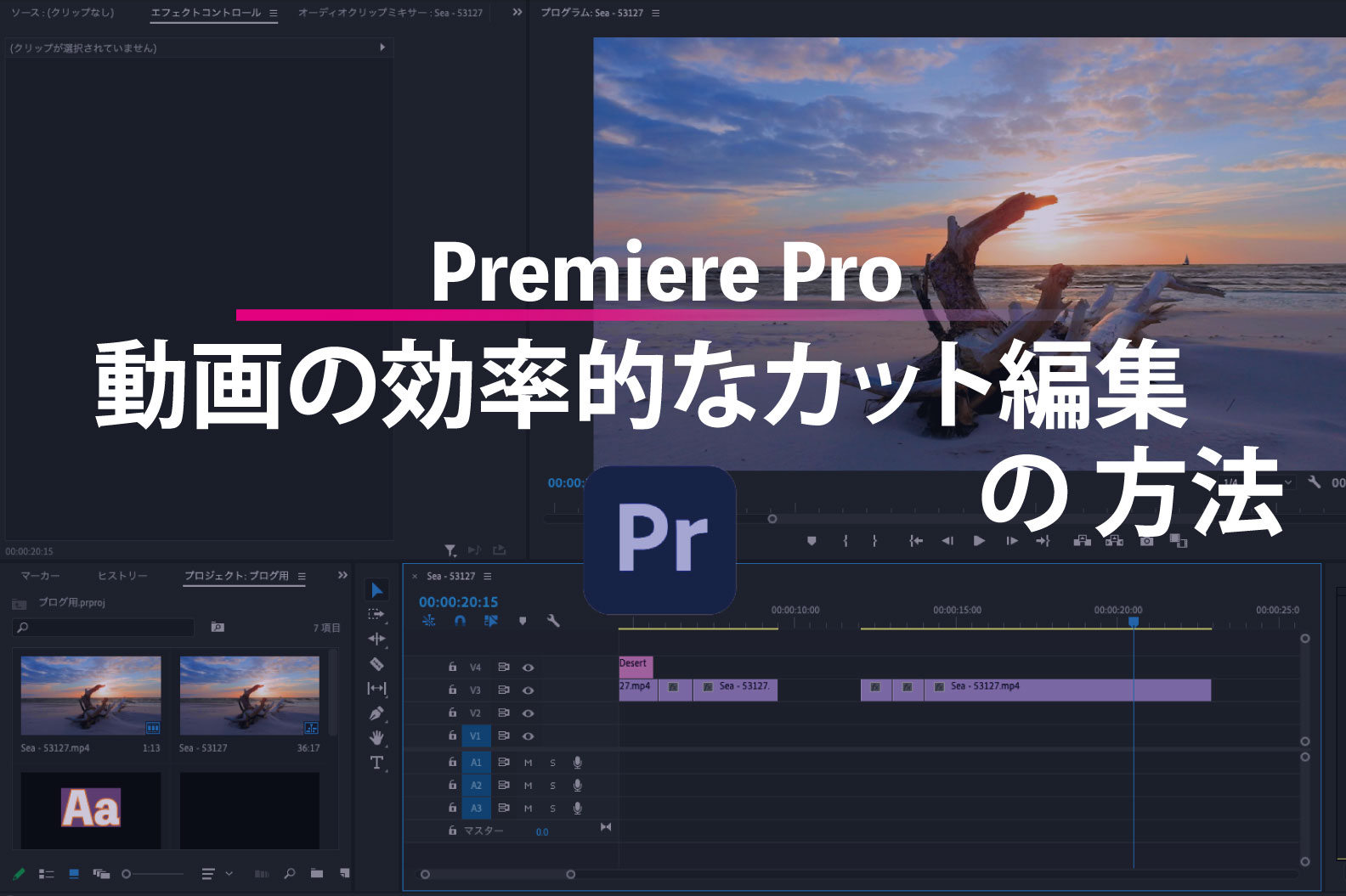 Premiere Pro 動画の効率的なカット編集 の方法 デザインの副業で稼ぐ